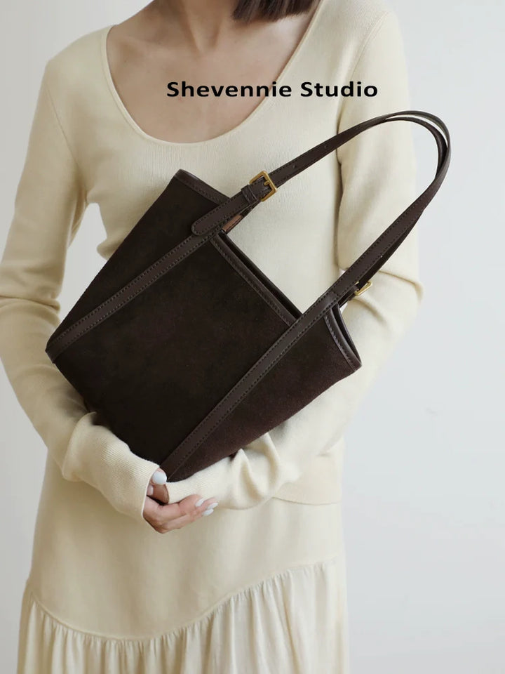 Suede Crescent Tote