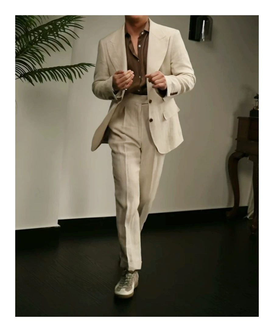 Linen Peak Lapel Suit