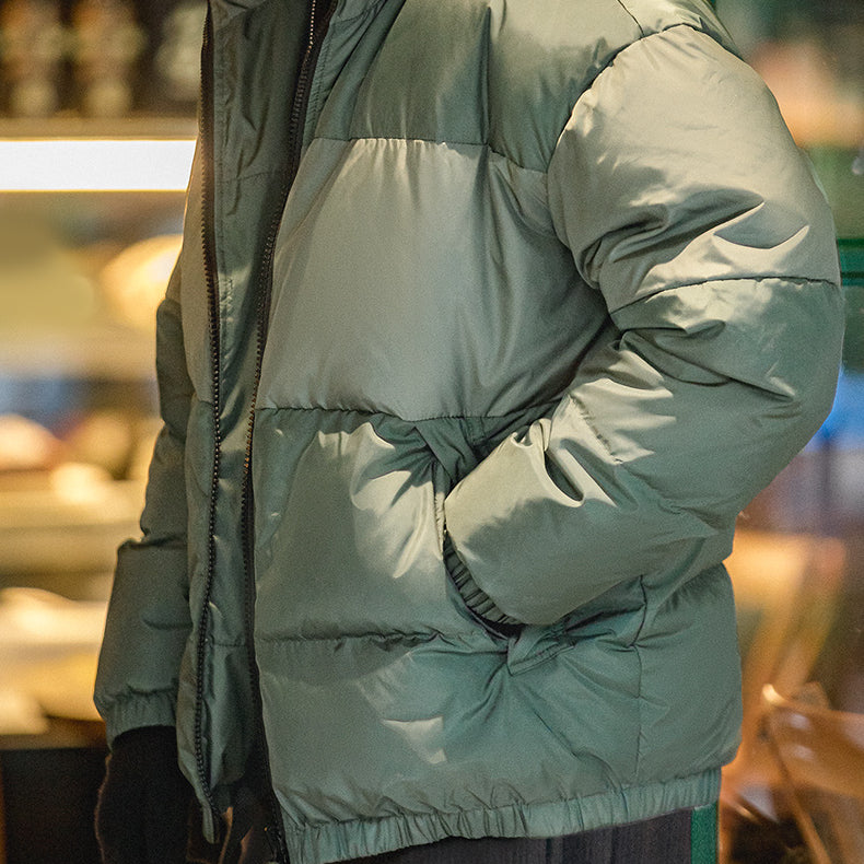 Japanese Retro Double-Sided Down Jacket with Stand-Up Collar