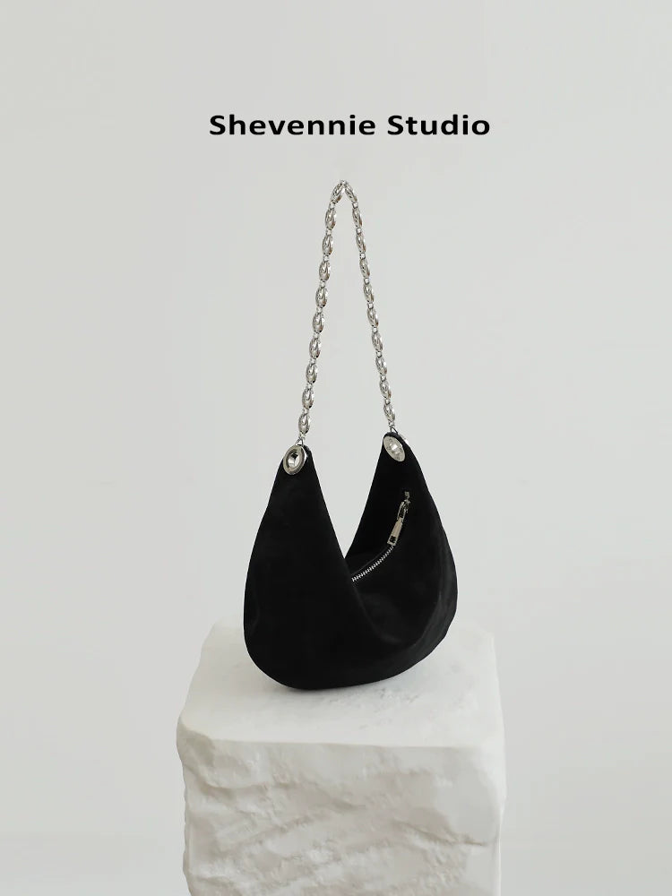 Suede Chain Shoulder Tote