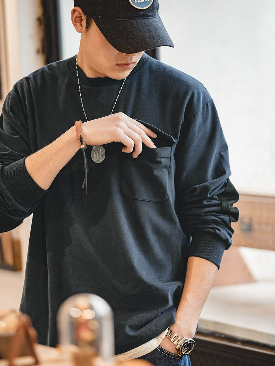 Suede Stitch Long Sleeve Tee