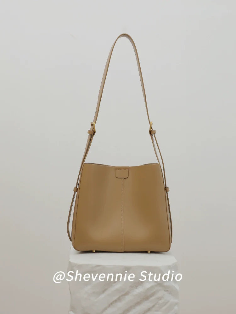 Leather Bucket Shoulder Bag