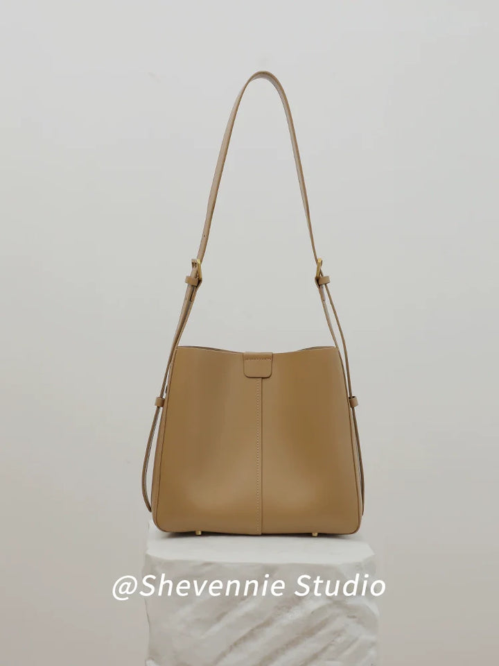 Leather Bucket Shoulder Bag