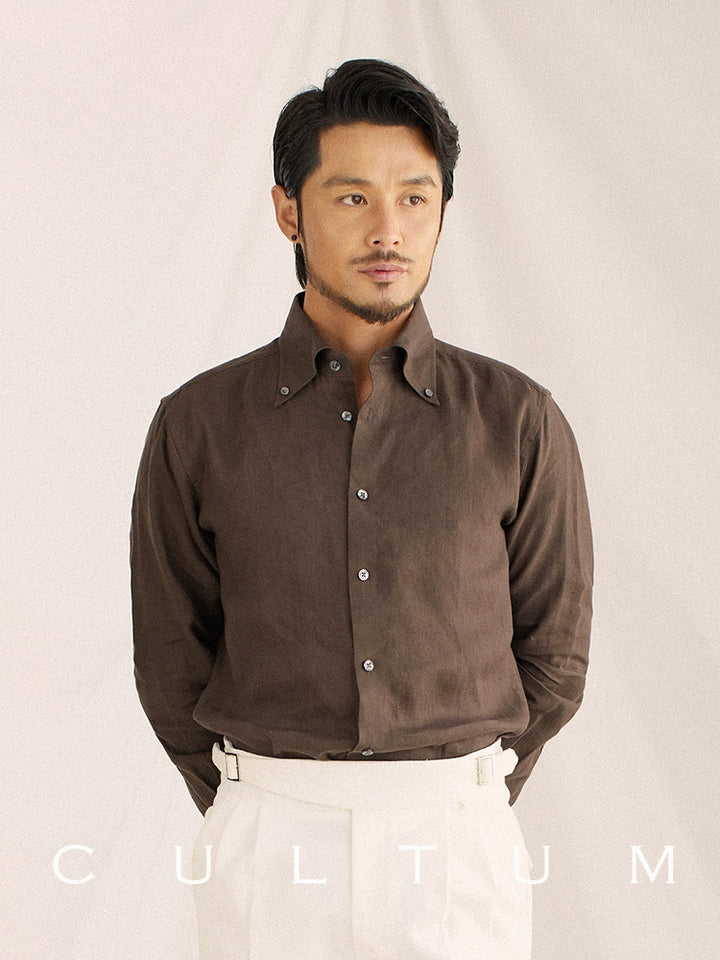 French Linen Point Collar Shirt