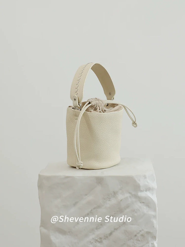 Leather Drawstring Bucket Bag