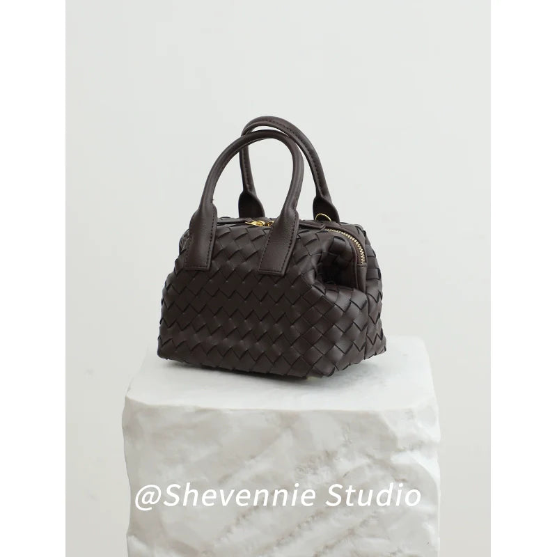 Leather Woven Bucket Bag