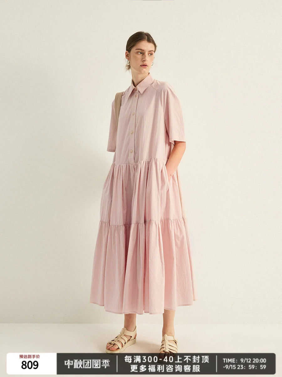 Cotton Linen Pleated Dress