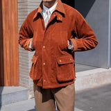 Retro Hunting Corduroy Jacket - Ami Khaki Japanese Style for Trendy Workwear