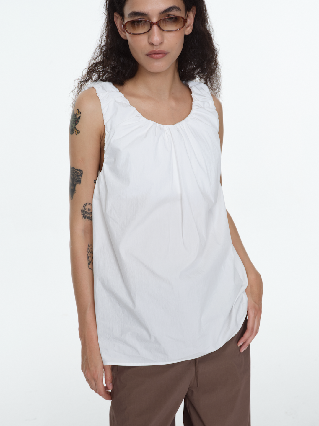 Pleated Cotton A-Line Top