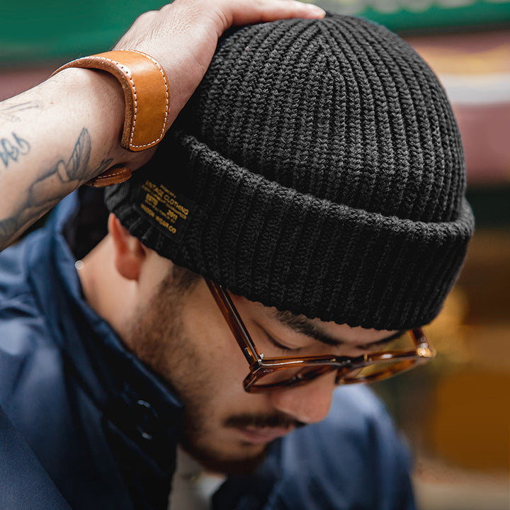 Retro Black Wool Cap