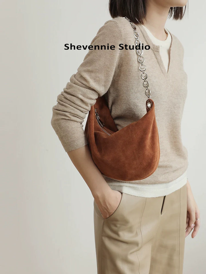 Suede Chain Shoulder Tote