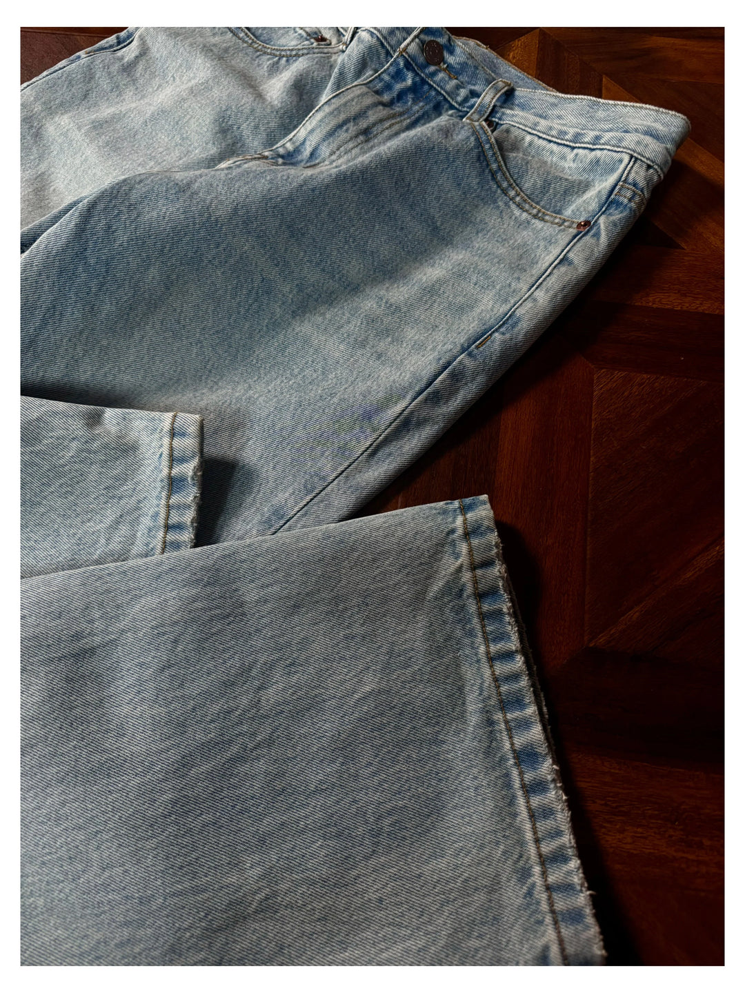 Washed Distressed Ice Blue Jeans