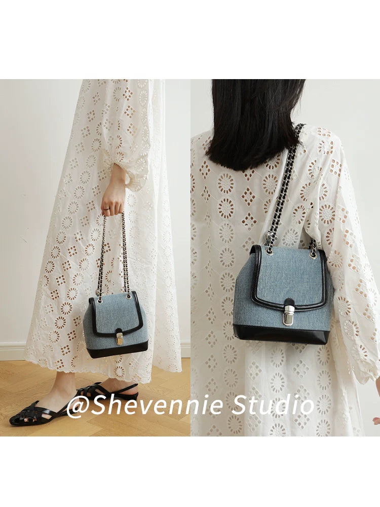 Denim Canvas Chain Bag