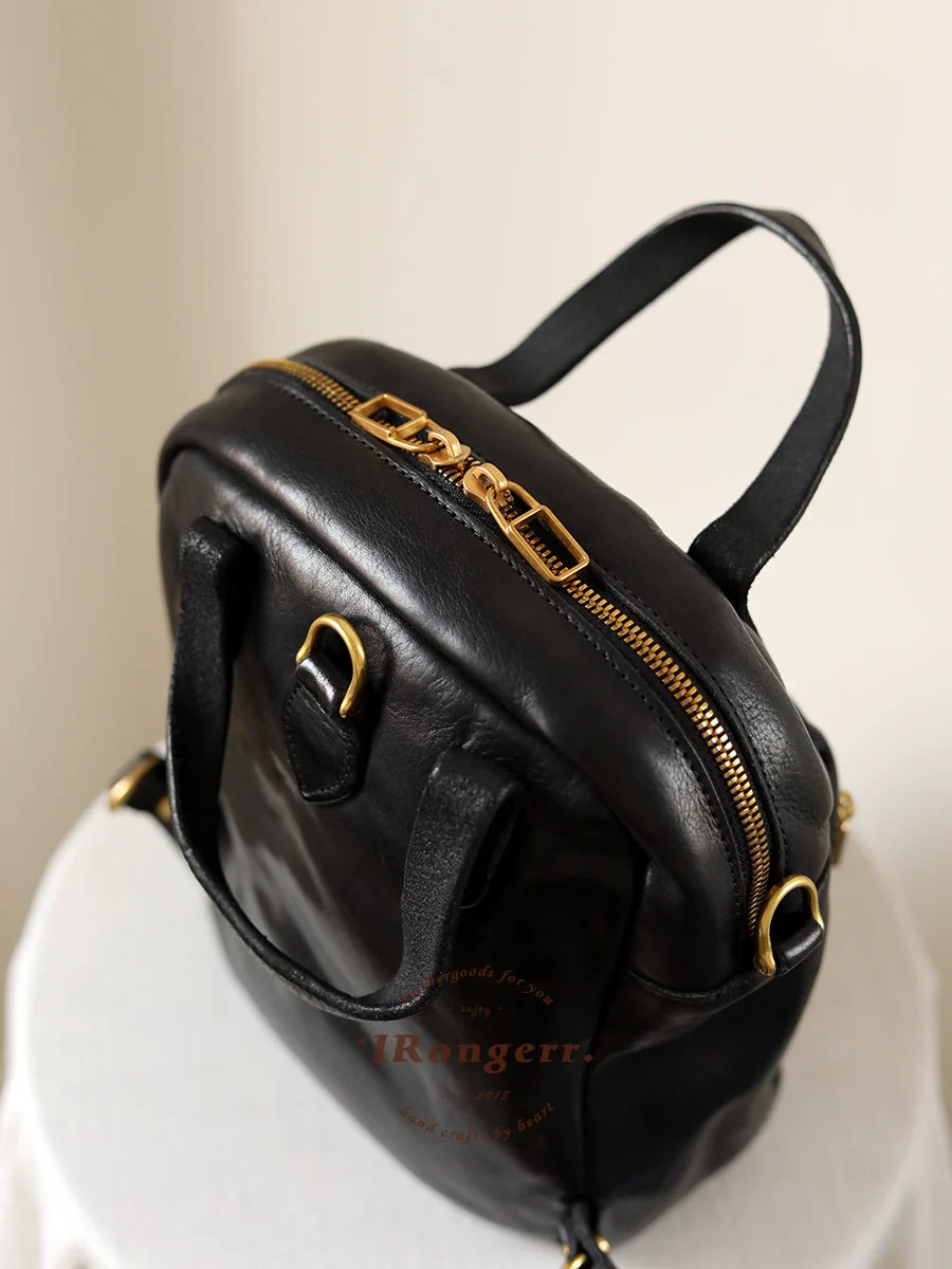 Obsidian Leather Mini Backpack