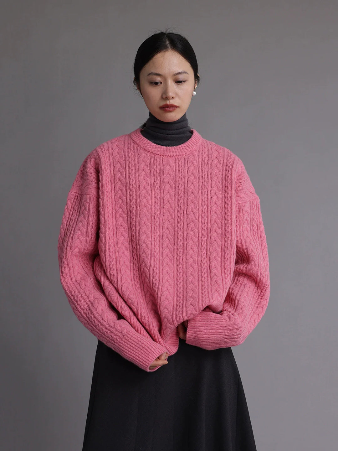 Natural Wool Cable Knit Sweater