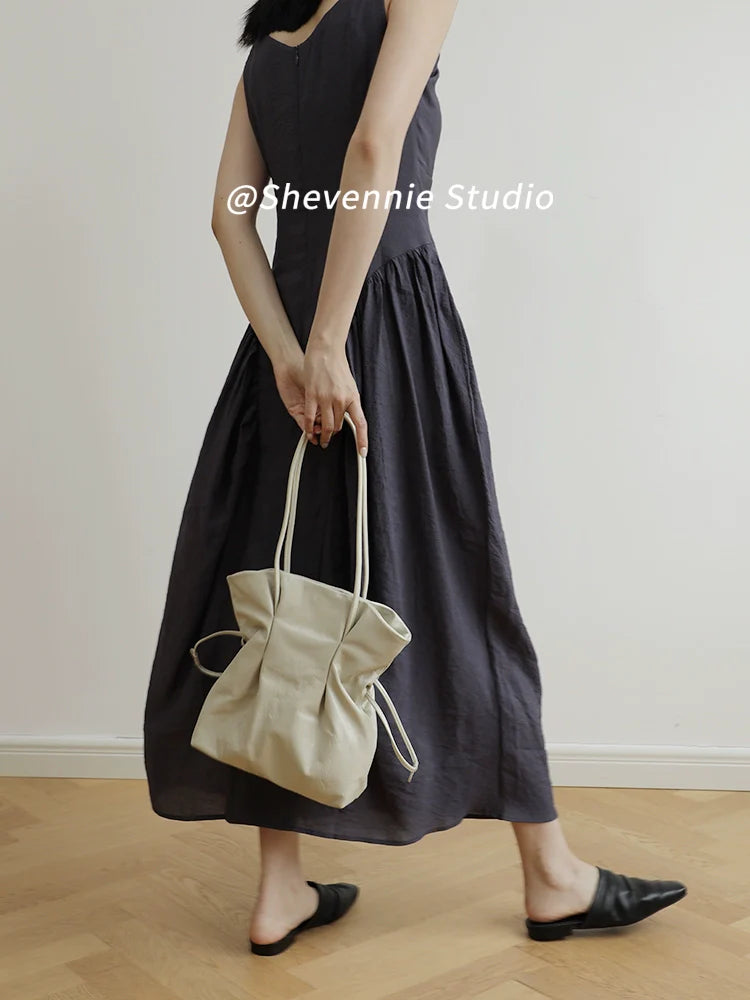 Shevennie Leather Shoulder Tote