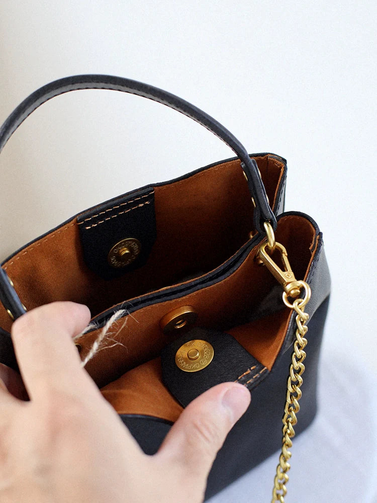 Leather Bucket Shoulder Bag