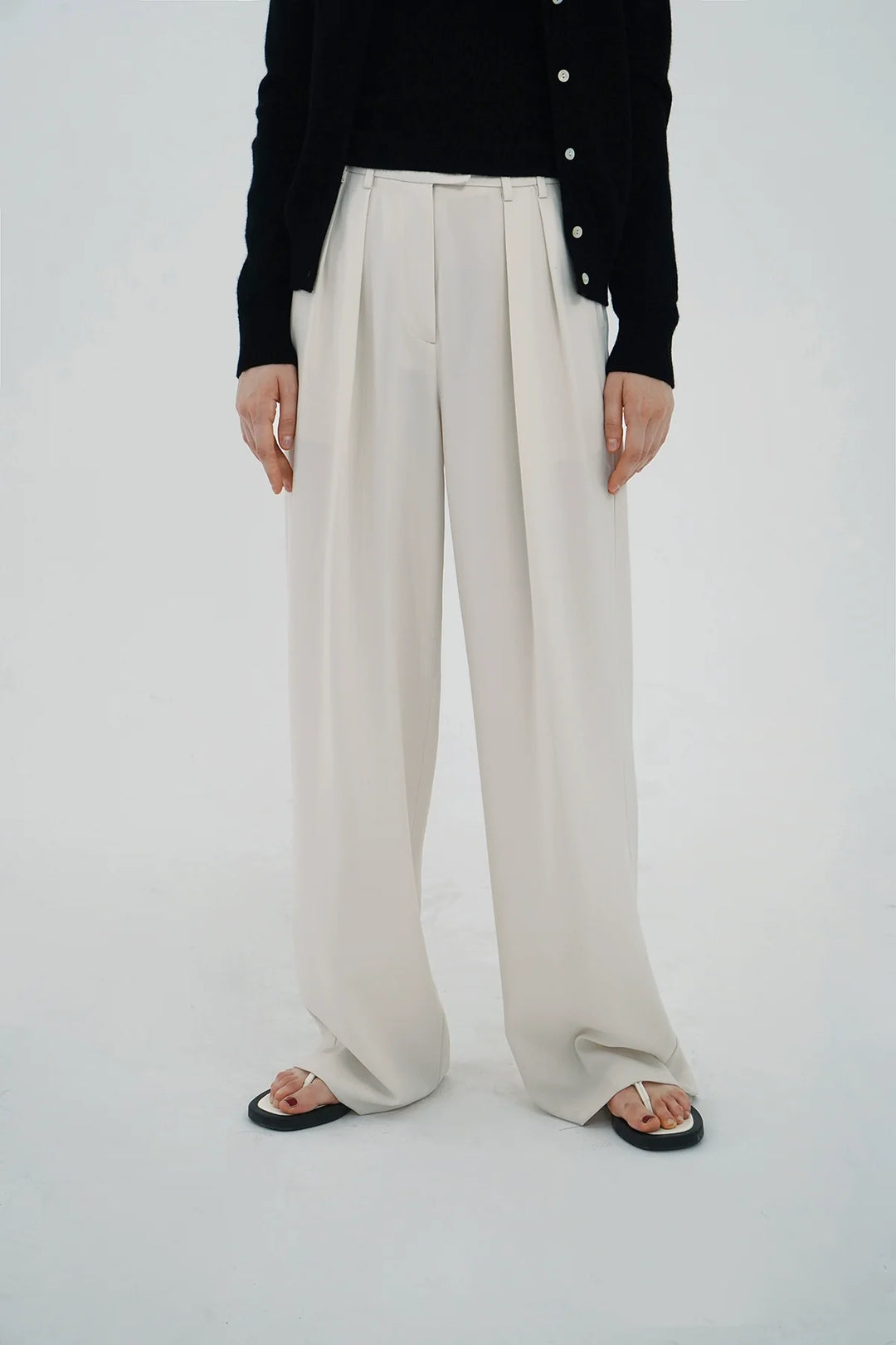 Triacetate High-Waist Draped Pants