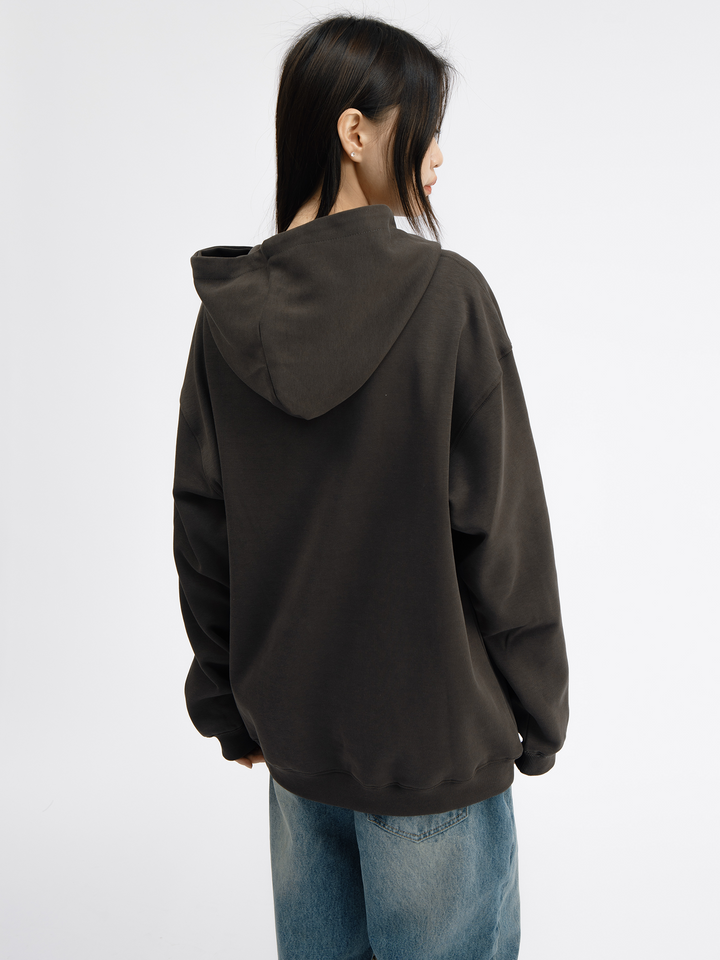 Gray Cotton Hooded Pullover