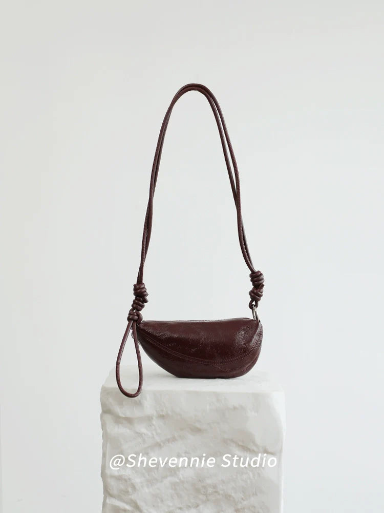 Leather Croissant Shoulder Bag