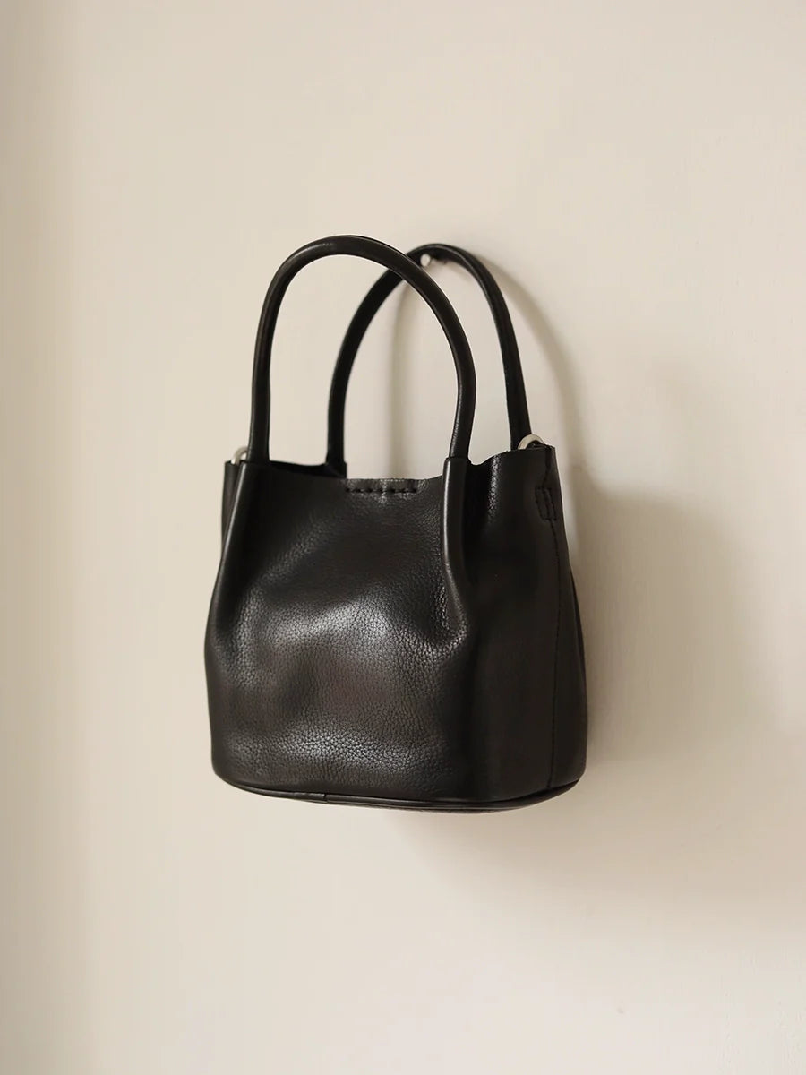 Obsidian Leather Bucket Crossbody