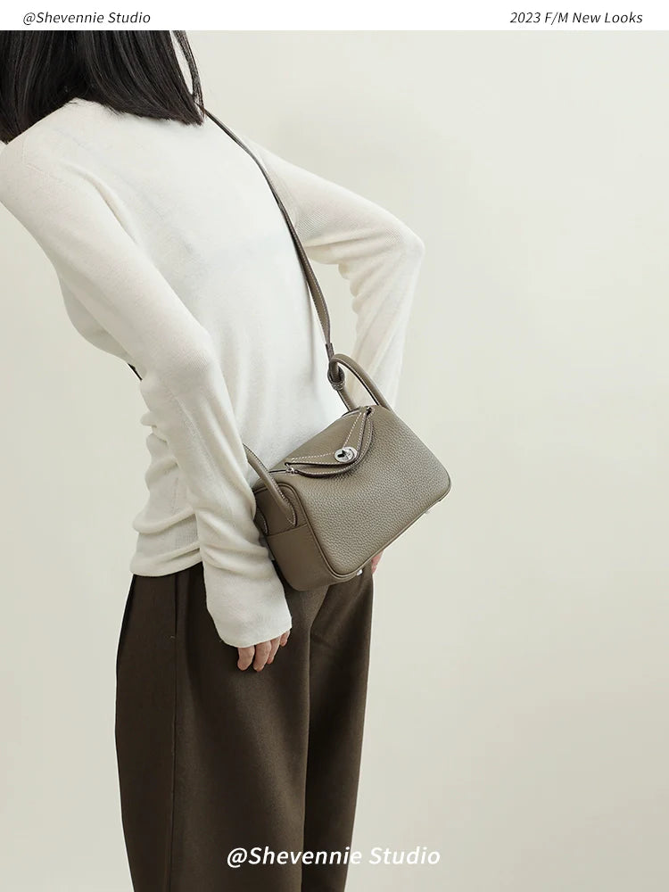 Elephant Grey Leather Mini Tote