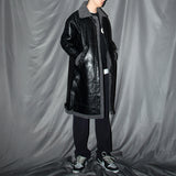 Urban Winter Style Mid-Length Velvet Coat with Lapel and Fur Trim