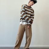 Winter Style Essential - Men's Simple Khaki Heavyweight Woolen Work Trousers with Multi-Pocket Design