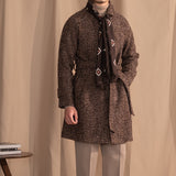 Handsome Houndstooth Balmakken Wool Coat - British Retro Elegance in a Slim and Versatile Design