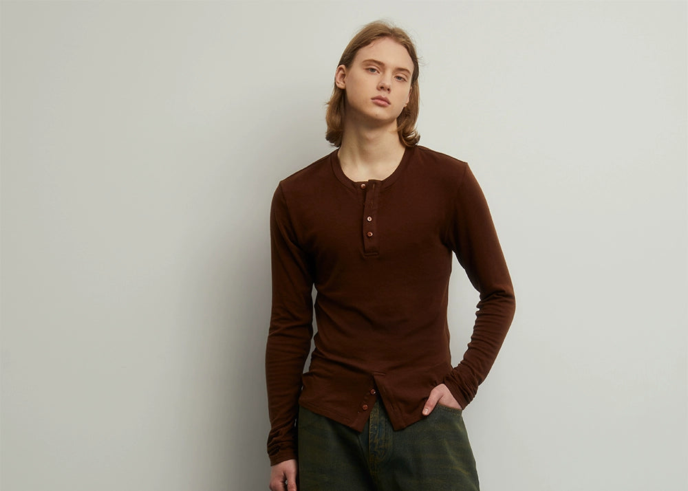 Symmetrical Brown Base Layer Tee