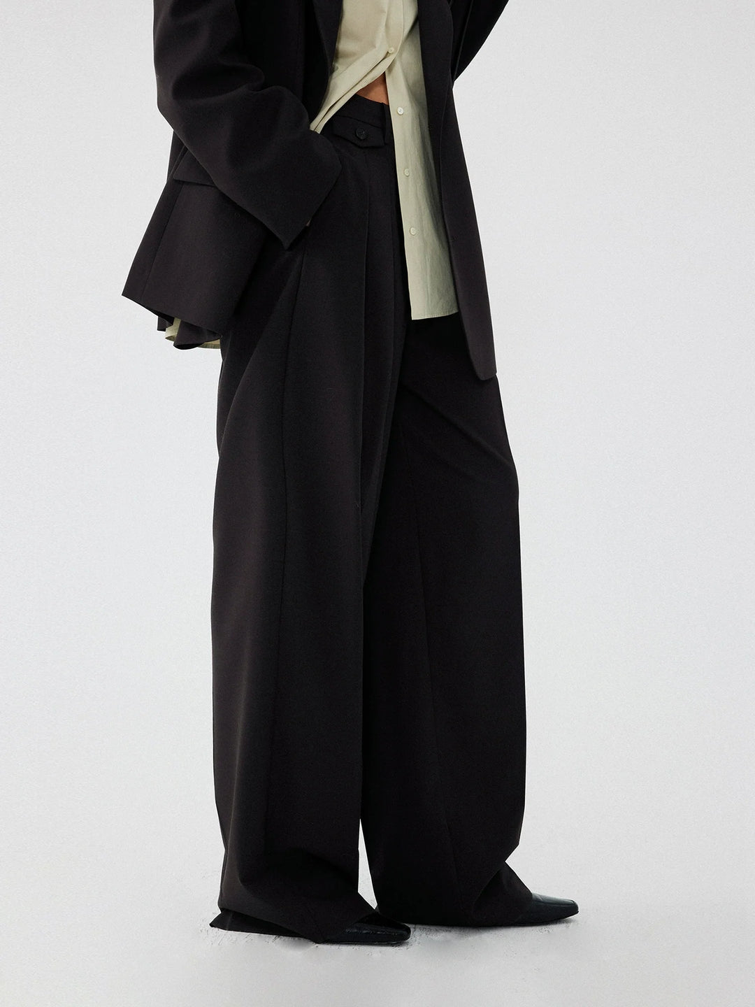 Superfine Wool Wide Leg Trousers