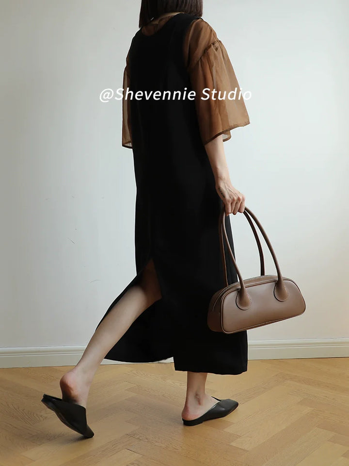 Shevennie Leather Baguette Bag