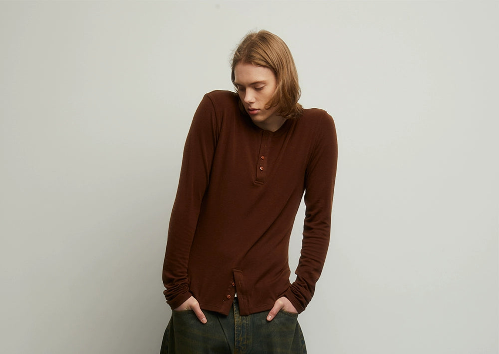 Symmetrical Brown Base Layer Tee