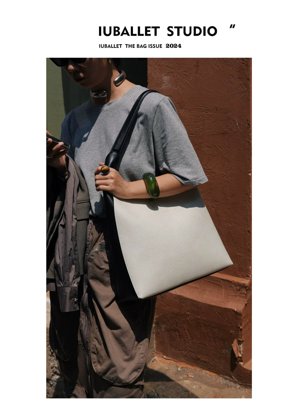 Fog Ballet Leather Tote