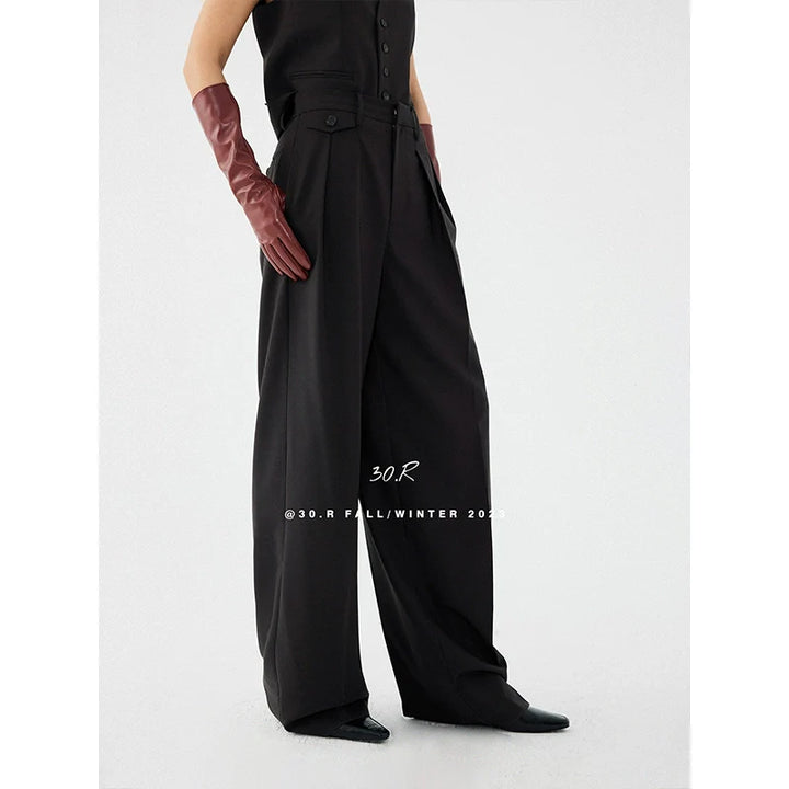 Superfine Wool Wide Leg Trousers