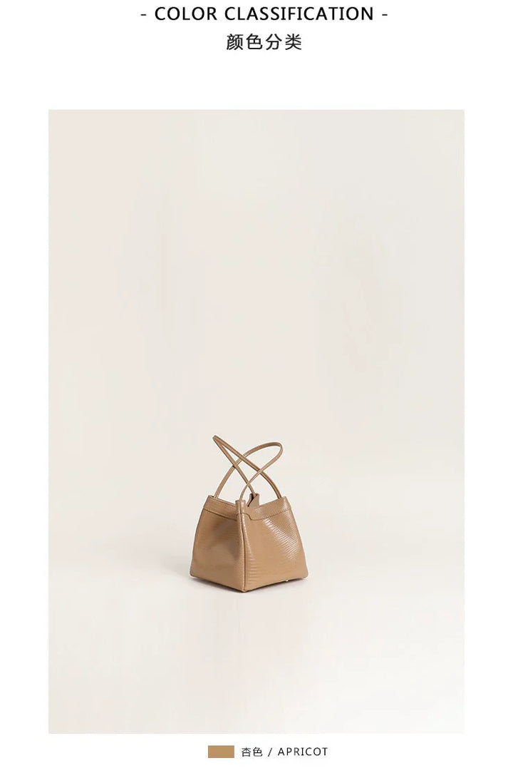 Lizard Pattern Leather Bucket Bag