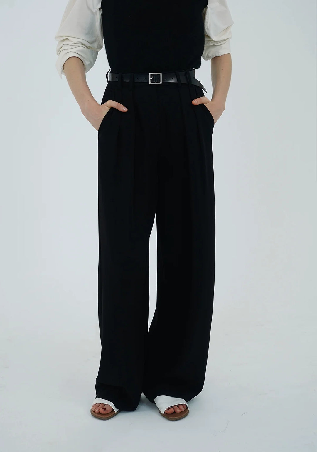 Triacetate High-Waist Draped Pants