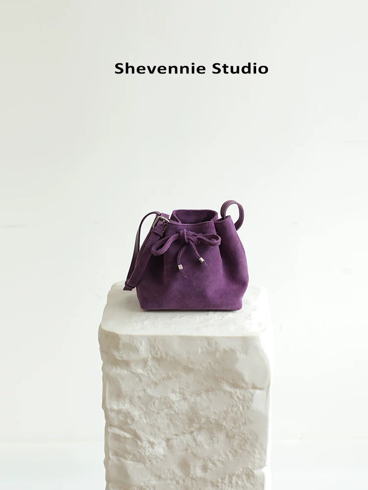 Frosted Suede Bucket Bag