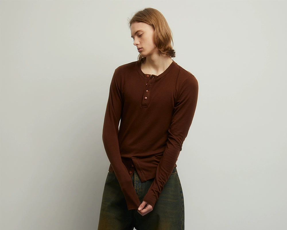 Symmetrical Brown Base Layer Tee