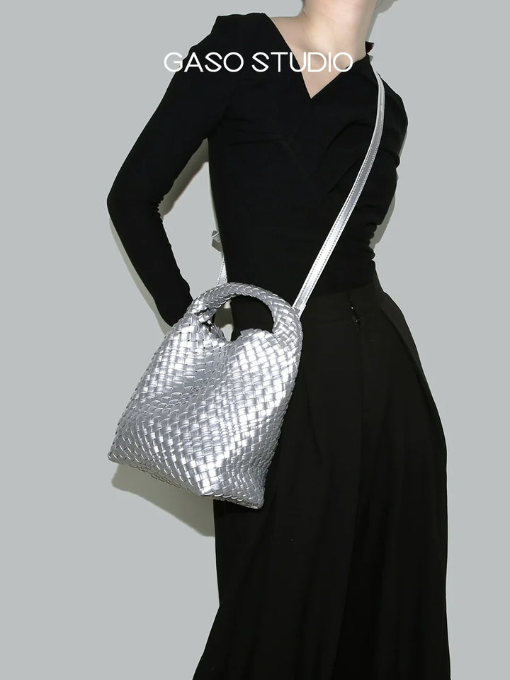 Silver Woven Mini Tote