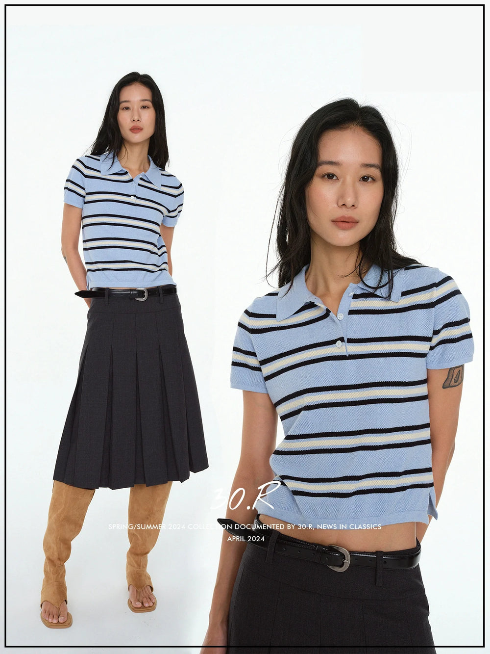 Cotton Striped Polo Tee