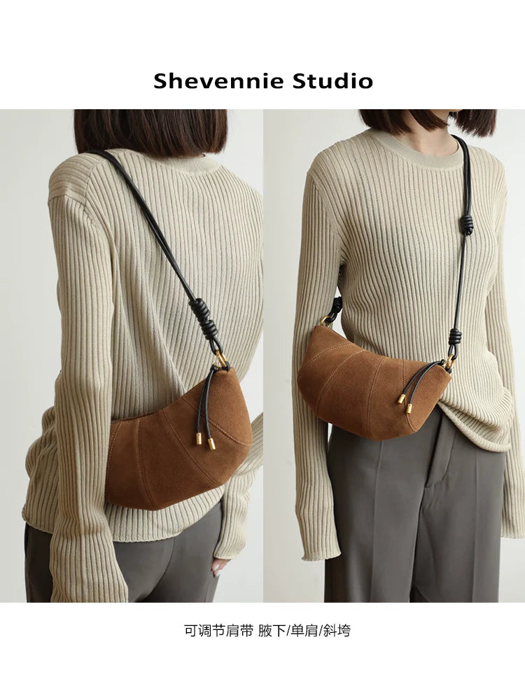 Suede Dumpling Shoulder Bag