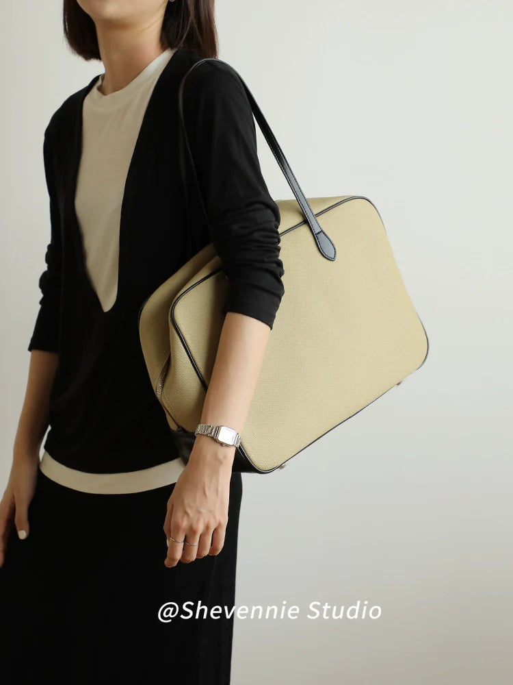 Canvas and Leather Boston Tote