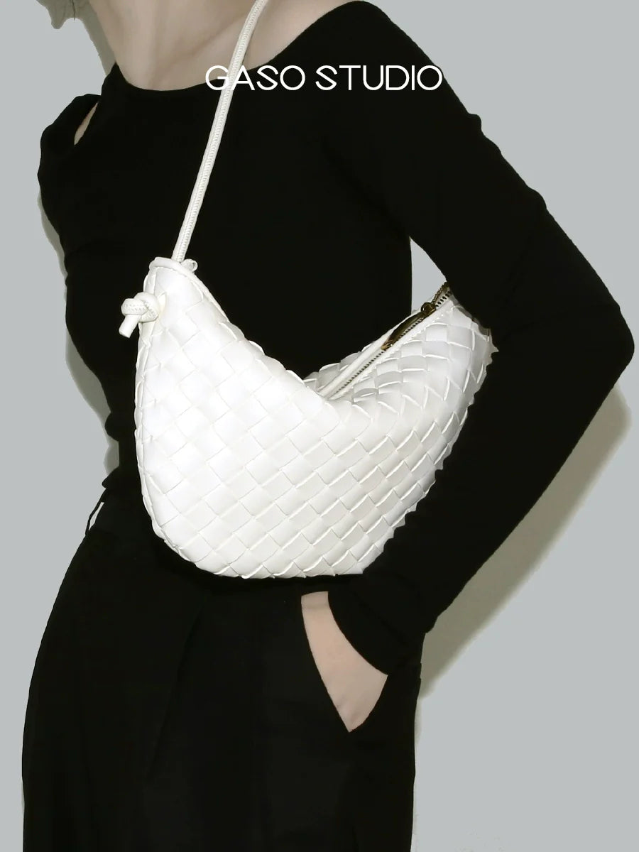 Woven Dumpling Shoulder Bag