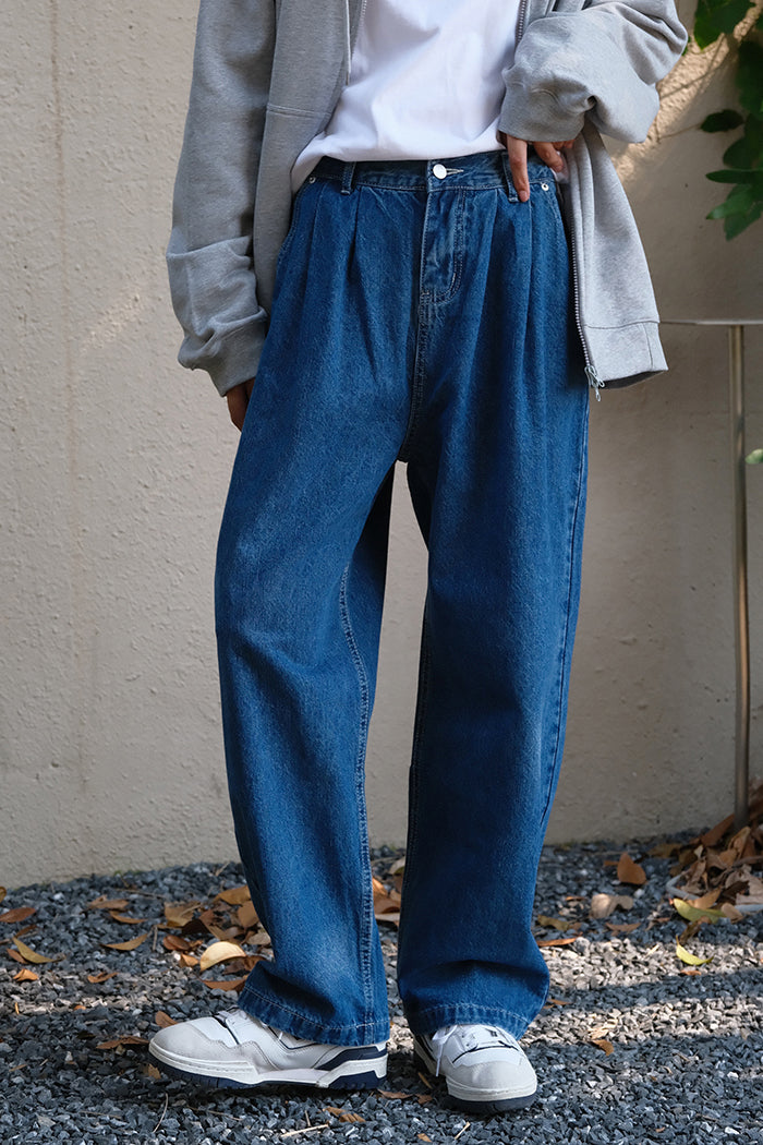 Washed Retro Loose Jeans