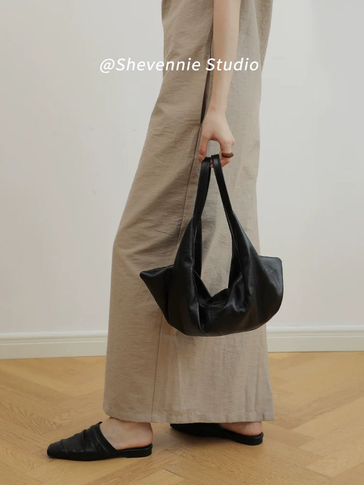 Soft Leather Croissant Tote