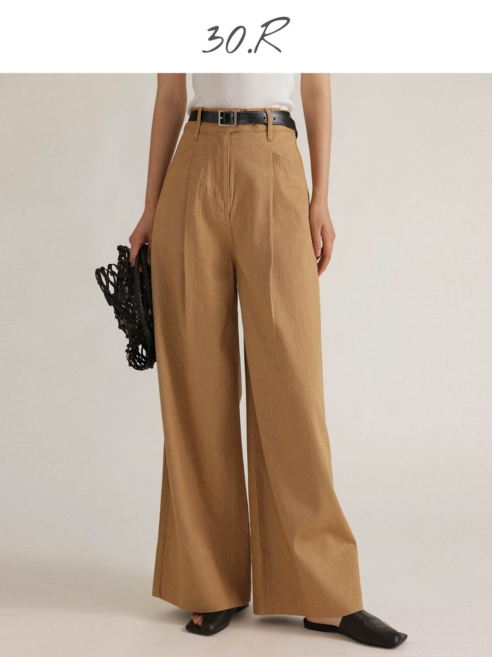 Natural Wide Leg Denim Pants