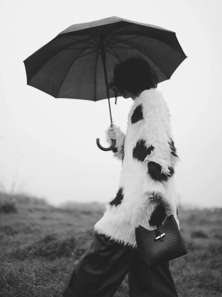 Fur-Trimmed Bucket Bag