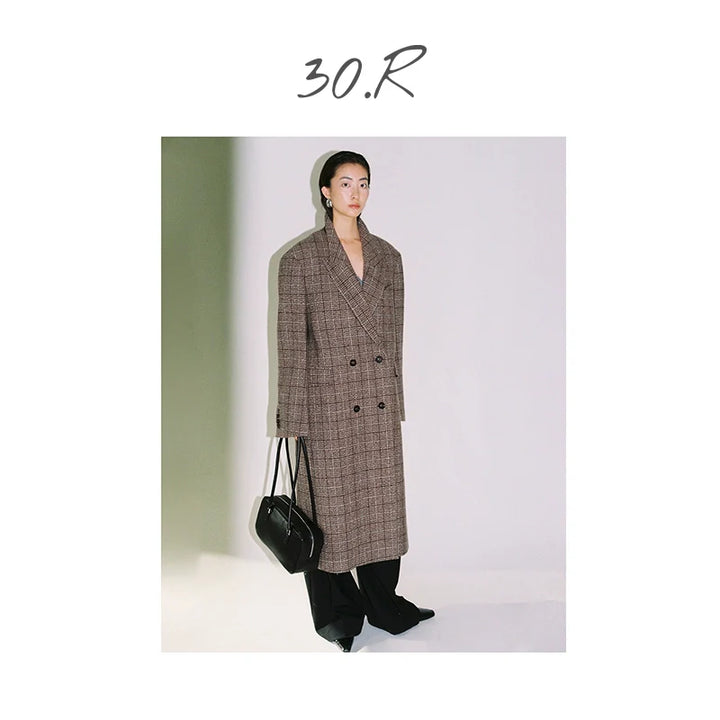 Walnut Plaid Wool Coat