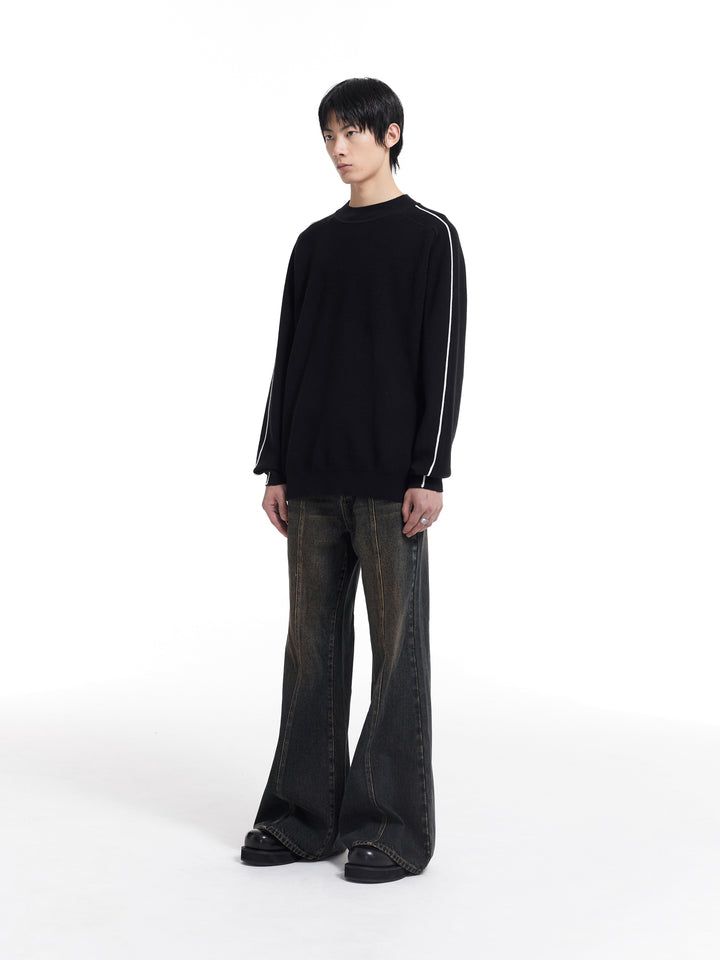 Double-Line Round Neck Sweater